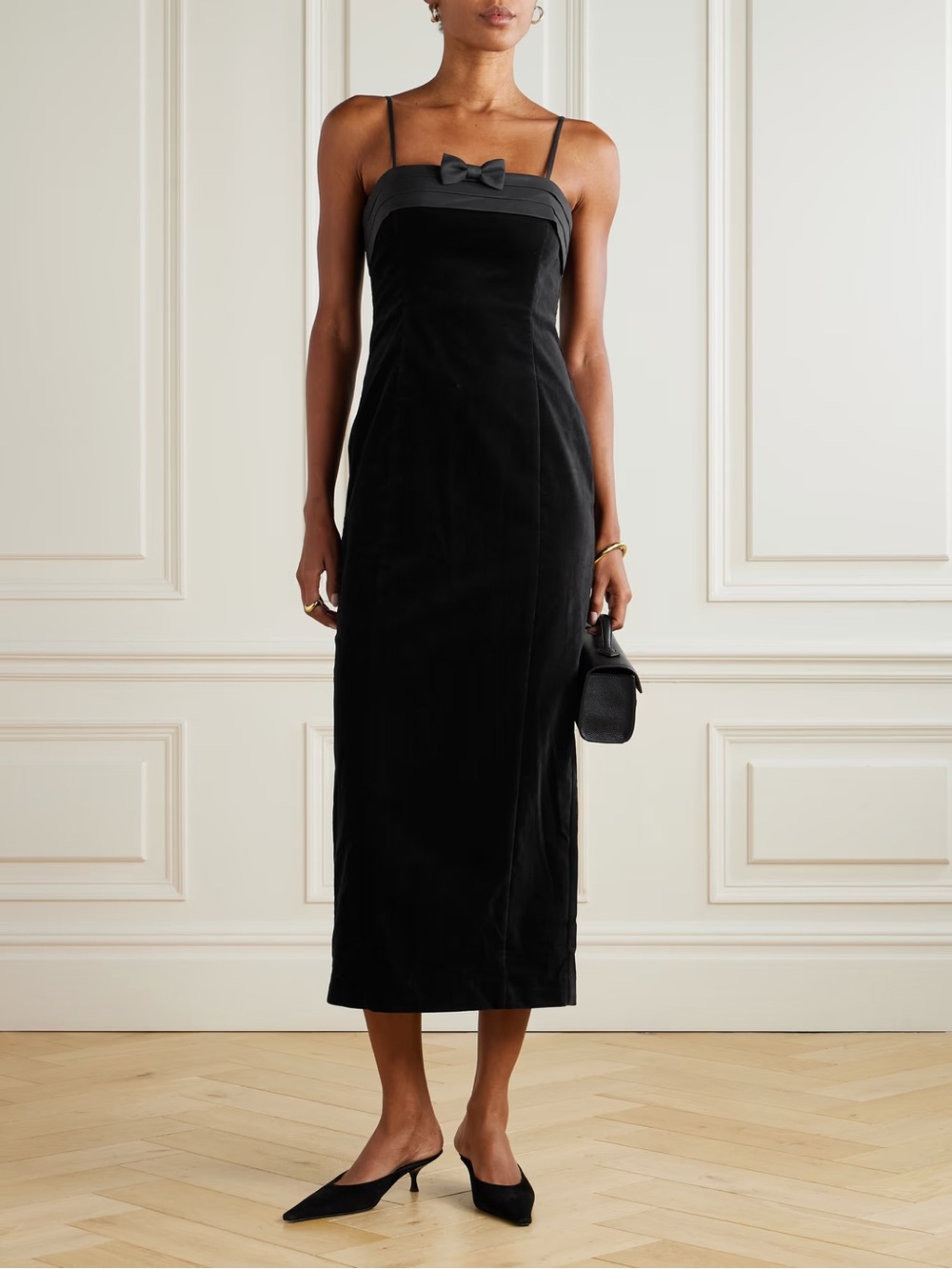 Posse black velvet Quincy midi dress